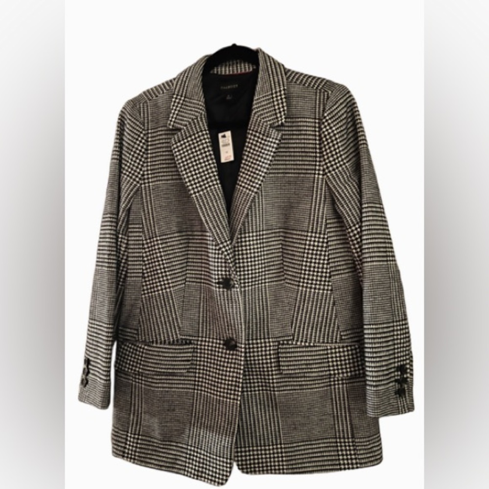 TALBOTS WOMENS BNWT CLASSIC BLACK WHITE HOUNDSTOOTH RETAIL $189 GORGEOUS JACKET